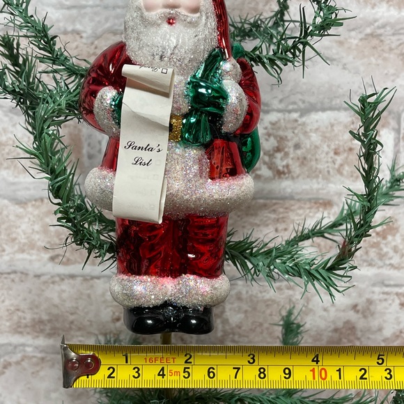 Santa Glitter Ornament with THE LIST Glitter Blown Glass Ornament Vibrant Fun. - Picture 2 of 8